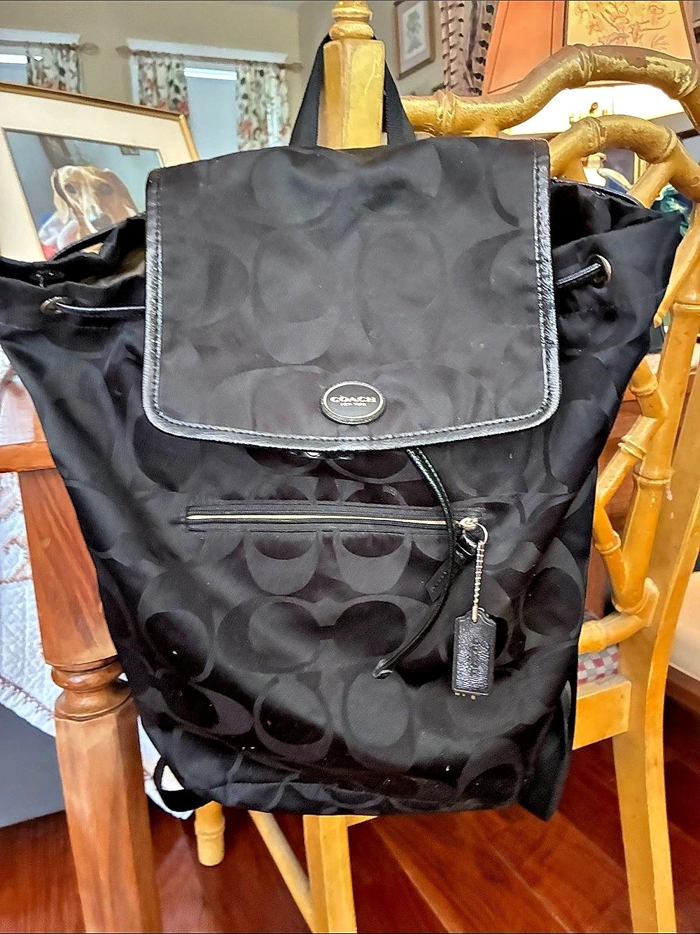 Coach Kyra Signature Nylon Backpack Black